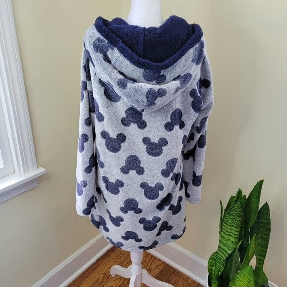 Disney Mickey Mouse Lounge Hoodie Fleece Sweatshirt Robe Blue Size Small - Picture 5 of 14
